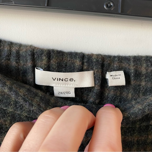 Vince Check Plaid Wool Cashmere Easy Pull On Pants 2X - Picture 3 of 8